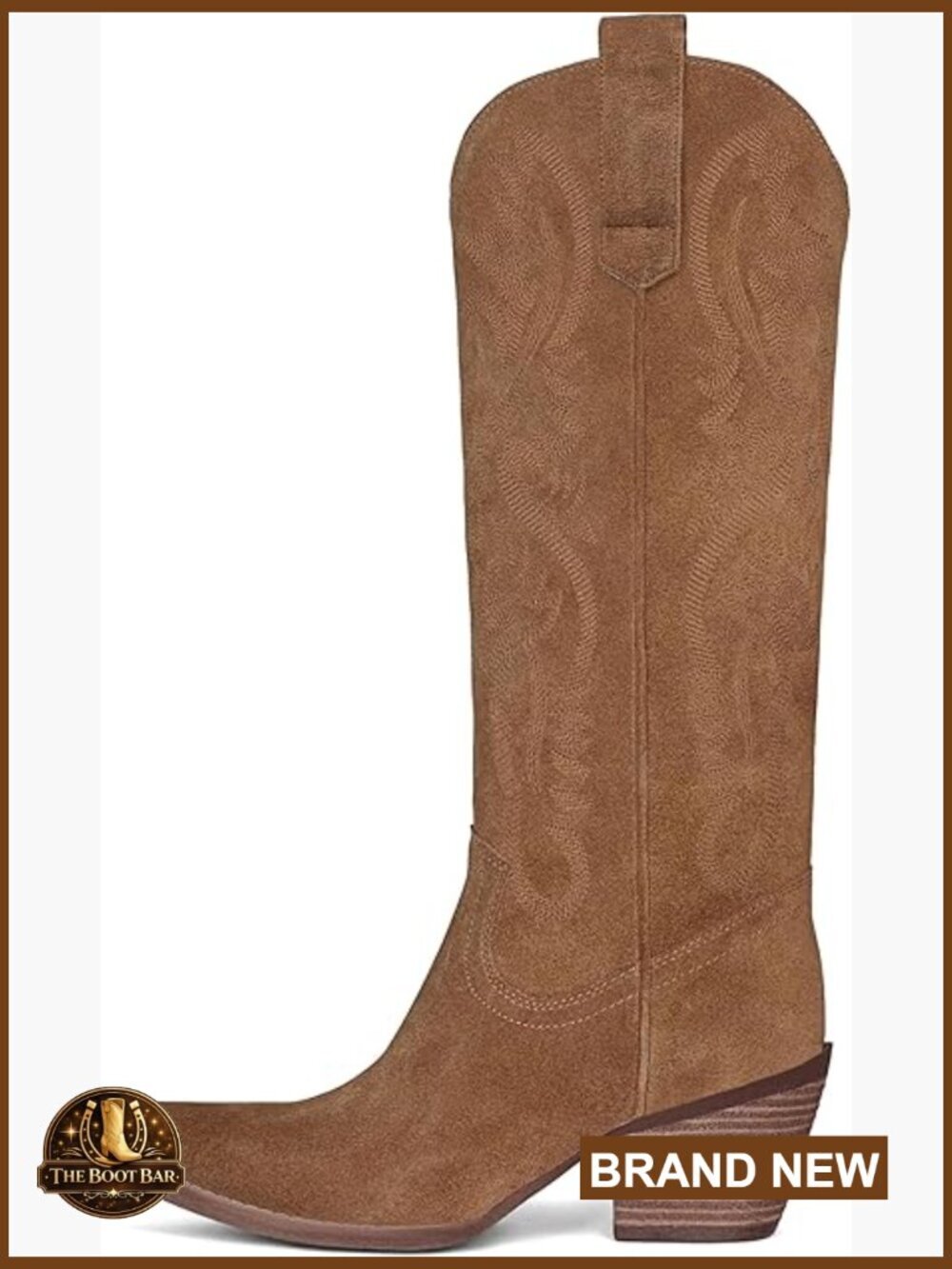 Knee High Cowgirl Boots Chunky Block Heel Side Zip Fashion Tall